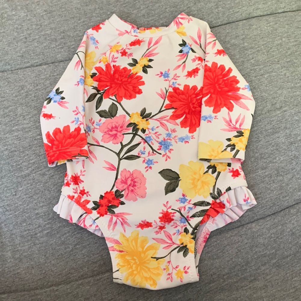 3-6m old navy floral swimsuit
